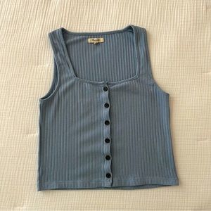 Madewell Ribbed Button-Front Crop Tank, size M